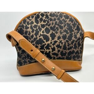 Vintage ANNE KLEIN Animal Print Purse w/Leather Trim Shoulder Crossbody Bag